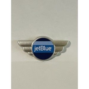 JetBlue Airways Junior Crew Silver Plastic Wings Stick-On Pin / Badge